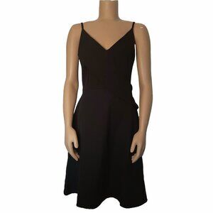TRENDYOL Black V-Neck Sleeveless Mini A-Line Dress with Flowy Skirt - Size 40